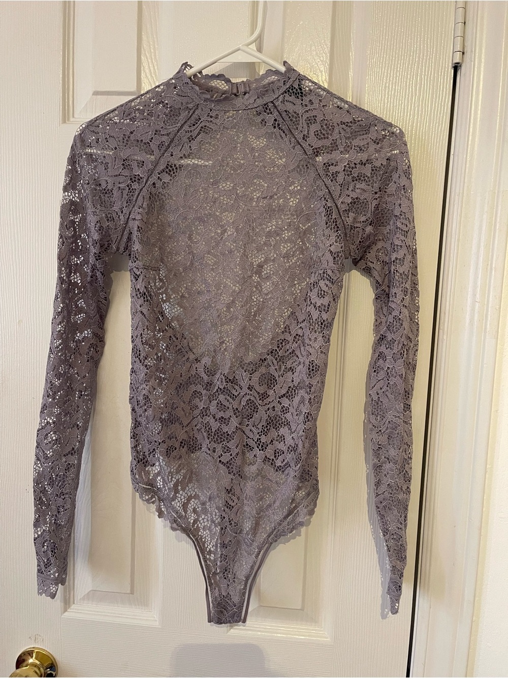 Victoria's Secret Lavender Lace Long-Sleeve Bodysuit